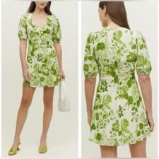 Reformation Simon Green Floral Mini Dress Size:10