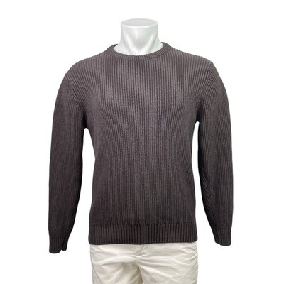 Flint and Tinder Mens Brown Ribbed Knit Long Sleeve Crew Neck Sweater Top Size S