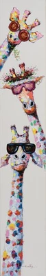 Gemälde lustige Giraffen 25x150 cm bunte Farbgestaltung, von Hand veredelt - Bild 1 von 4