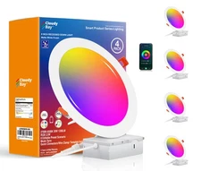 CLOUDY BAY [4 Pack] 8 inch Smart WiFi LED Recessed Lights,20W RGBCW Color Cha...