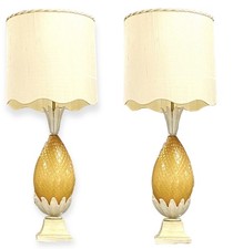 Vintage Murano Glass Pineapple Lamps 1950’s Gold Aventurine Style Barovier  Toso