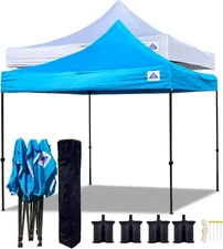10'x10' Pop up Tent D Model - 1 Frame+2 Sets of Tops and Walls (Sky Blue+White)