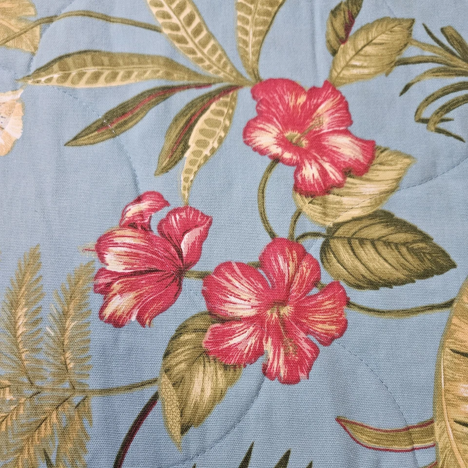 Colcha Thomasville Queen Azul Laguna Tropical Floral Estampado Hoja 103x124 EE. UU. Foto 3 de 4