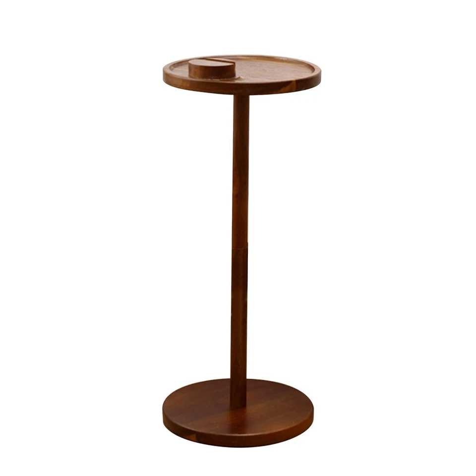 Wood Side Table Drink Table Modern Stable Compact Space Round Decor Small End - Image 4 of 4