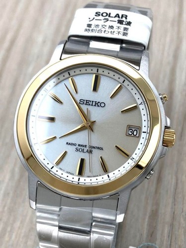 Seiko SBTM170 Cal.7B52 Date Boîte Radio Vague Contrôle Solaire Homme Montre Auth - Photo 1 sur 4