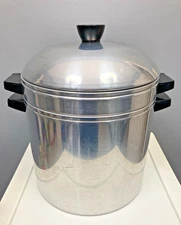 Vtg. Sears Heavy Weight Aluminum 8qt W/Lid 3 PC Steamer Stock Pot Made In USA