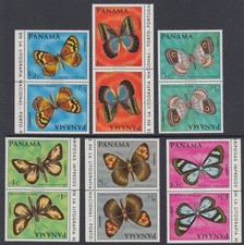 PANAMA 1968 BUTTERFLIES SET (x6) IN TETE-BECHE PAIRS MNH (ID:862/D66597)