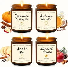  Homsolver Fall Scented Candles Set of 4 – Autumn Home Decor Gift for Women Me