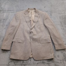 stafford Blazer Mens Size 42 Gray Herringbone Silk Two Button Single vent