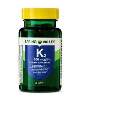 Spring Valley Vitamin K2 Supplement Soft Gel Capsules 100 Mcg 60 Count