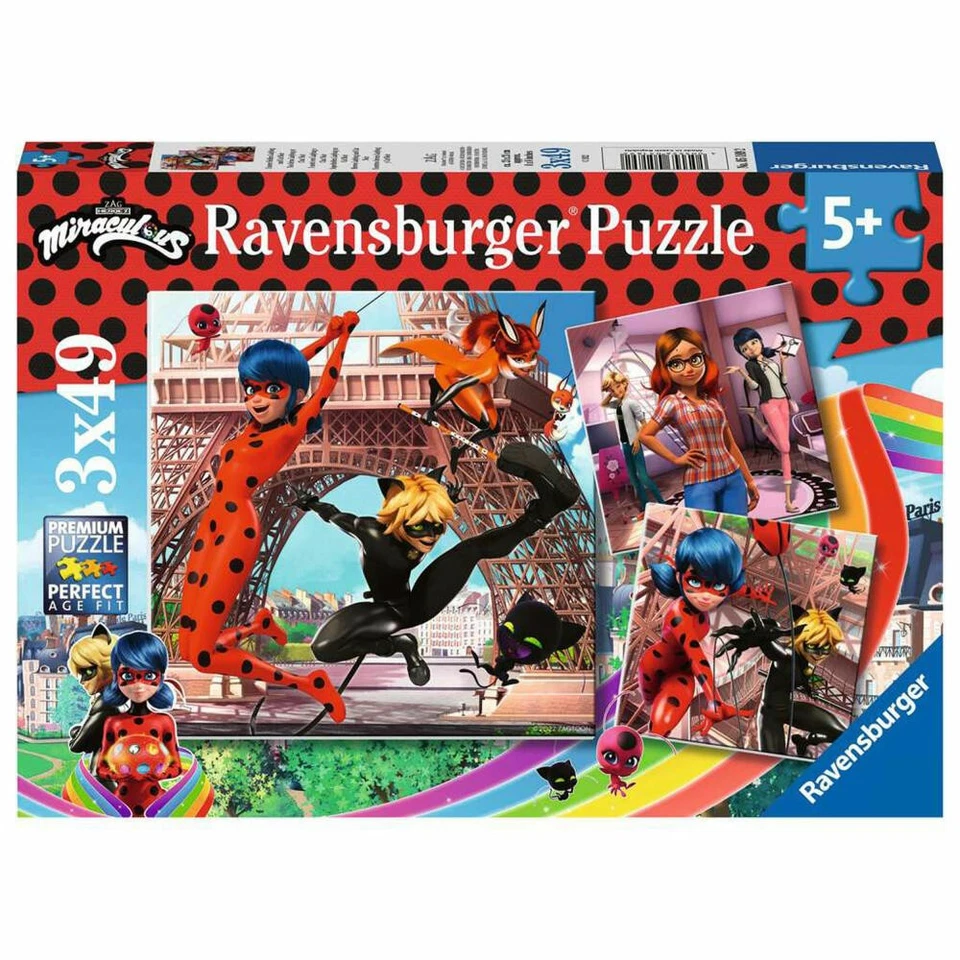 Ravensburger Puzzle Miraculous Ladybug & Cat Noir 3x49 Pièces