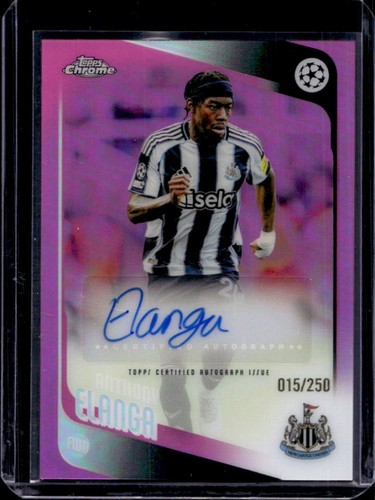 2025-26 Topps Chrome UEFA Anthony Elanga Auto Pink Refractor #/250 Newcastle