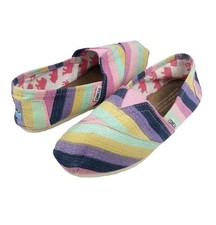 Toms Multicolored Striped Slip On Classic Alpargata Flats Canvas Size 6