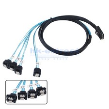 Mini SAS to SATA Cable 1M SFF-8087 to Right Angle 4 SATA Breakout Cord 12Gbps