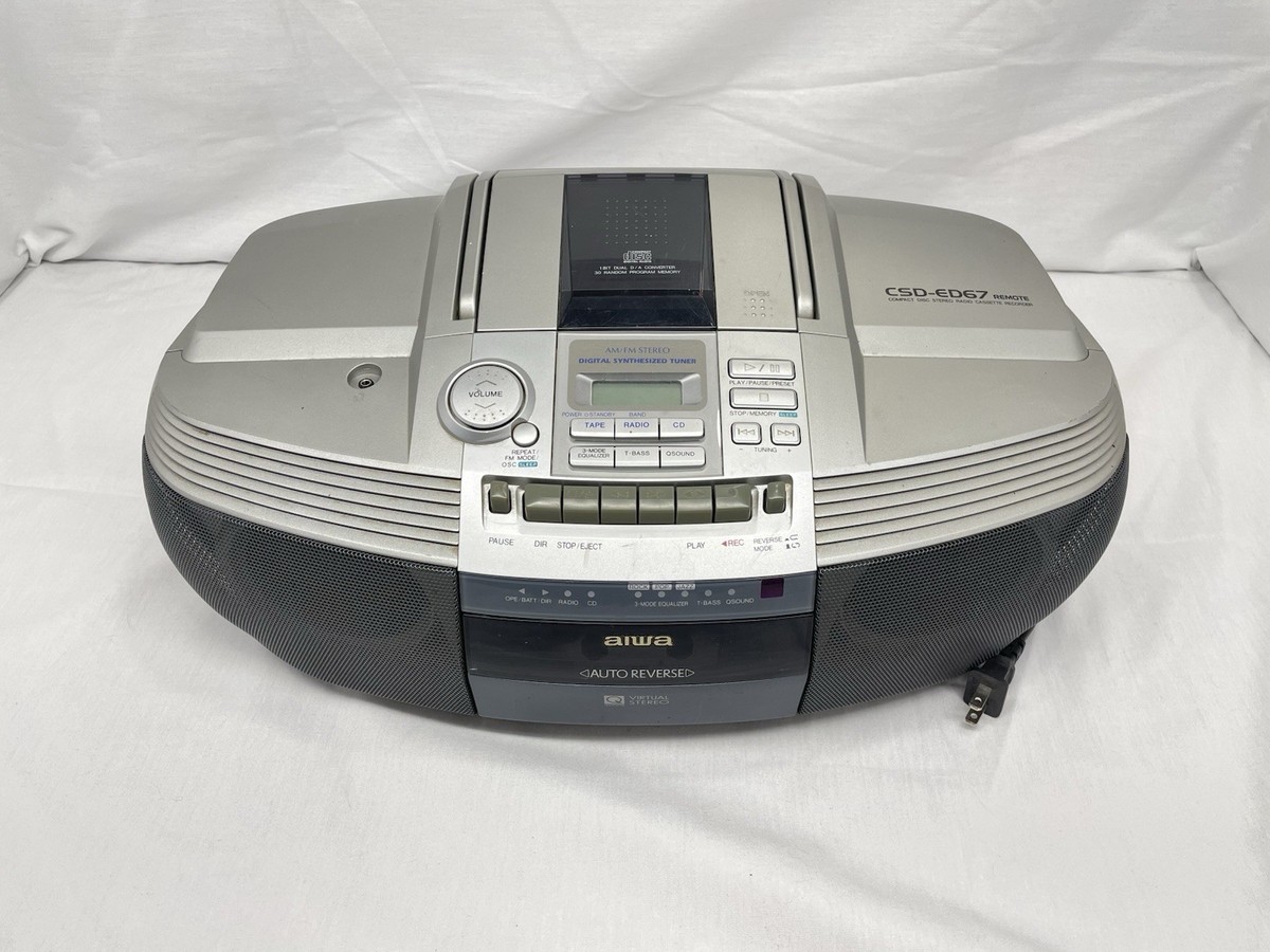 1999 AIWA CSD-ED67 Remote Boombox AM FM Stereo CD Radio Cassette
