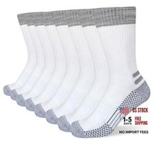 Mens Crew Work Boot Socks Thick Cushioned Moisture Wicking 9-12 White 4 Pairs