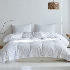 Linen Lyocell Duvet Cover Set 3 Pieces 20 Natural Flax 80 Lyocell Blend Sol...