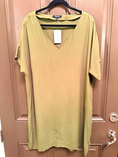 Madewell Olive V-Neck Shift Dress Short Sleeve Knee Length Size L Original $118