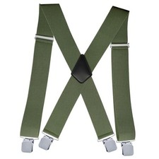 Heavy Duty Mens Suspenders,X-Shaped 2 inch Wide Strong Clips Army Green