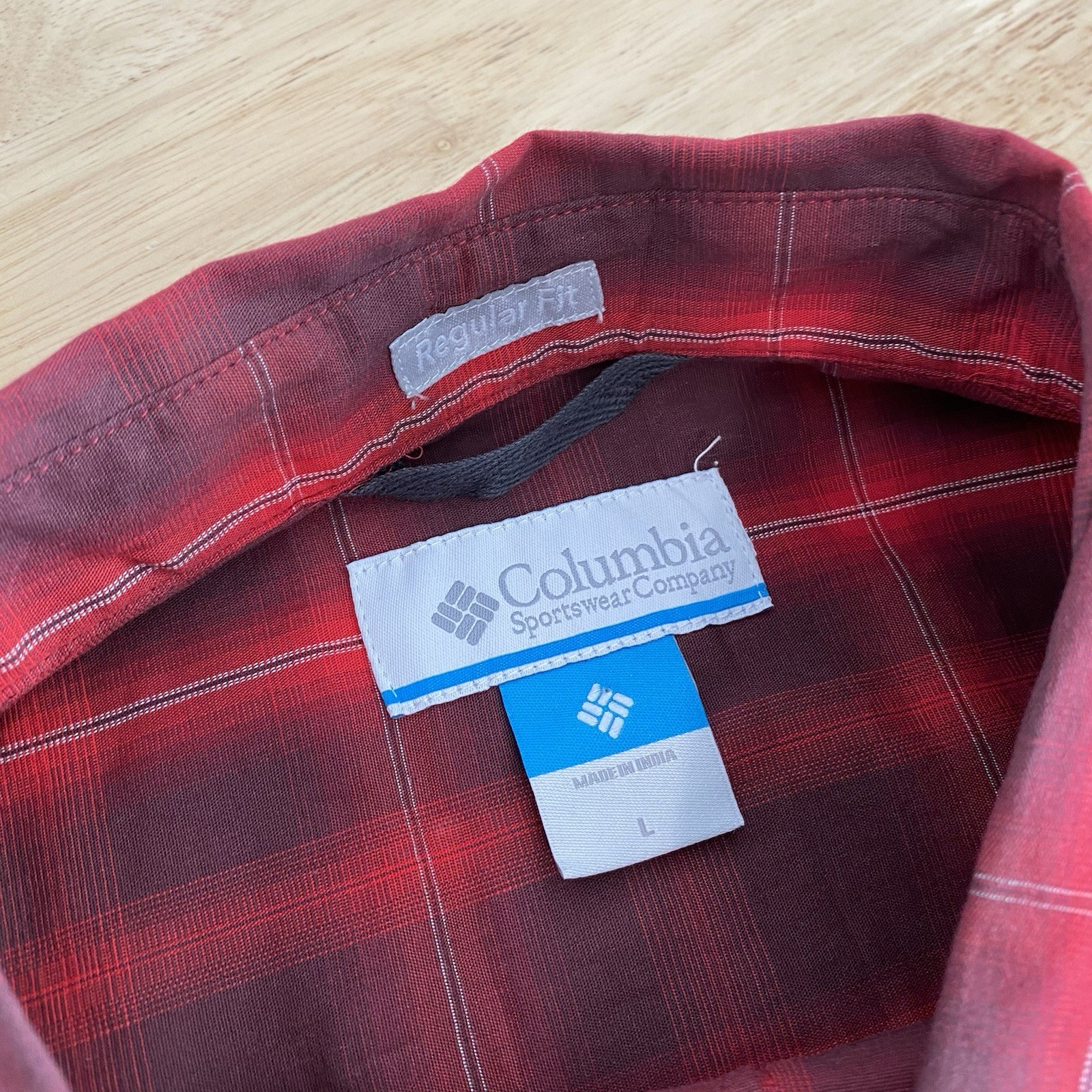 Columbia Shirt Men's Large Long Sleeve Button Up Red Plaid Stretch NWT thumbnail 9