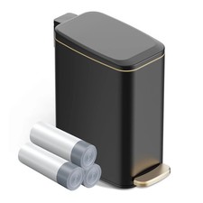 KSSKSS Small Bathroom Trash Can with Lid Soft Close, Step Pedal, 6L / 1.6 Gal St