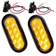 6" Amber Oval LED Trailer Lights - 10 LED High Bright Turn Signal  2PCs Amber