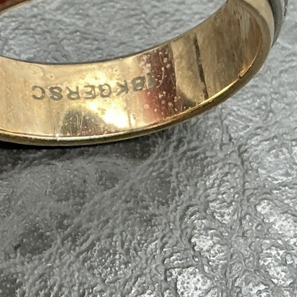 Vintage RSC Ring Size 7 Gold Silver Tone Etched Band 18K GE Minimalist Fashion - Image 3 of 4