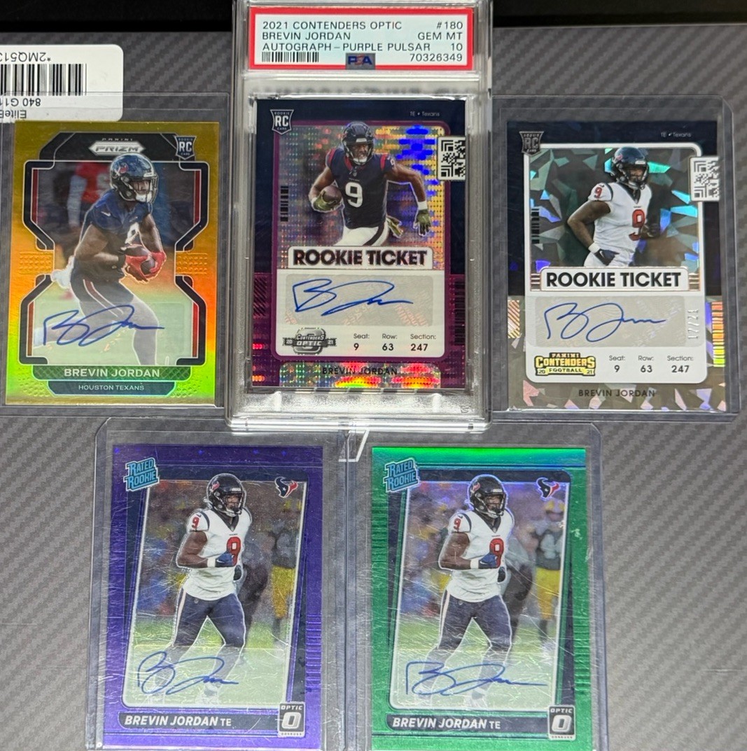 2021 Brevin Jordan 5 Card RC Lot!  PSA, Gold Auto, Cracked Ice & More!
