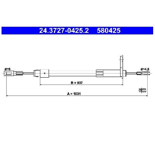 Handbremsseil Hinten Rechts FüR Mercedes E-Klasse W210 95 Bis 03 ATE Neu M112911-image