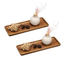 2pcs Rectangle Serving Trays 4 x 11inch Walnut Wood Serving Platter Board, Brown