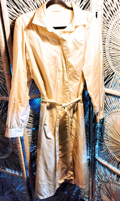 Foxland Trench Coat By Lanson Hong Kong Shimmer Beige Size 14