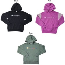 Champion Girls Logo Kangaroo Pocket Fleece Pullover Hoodie