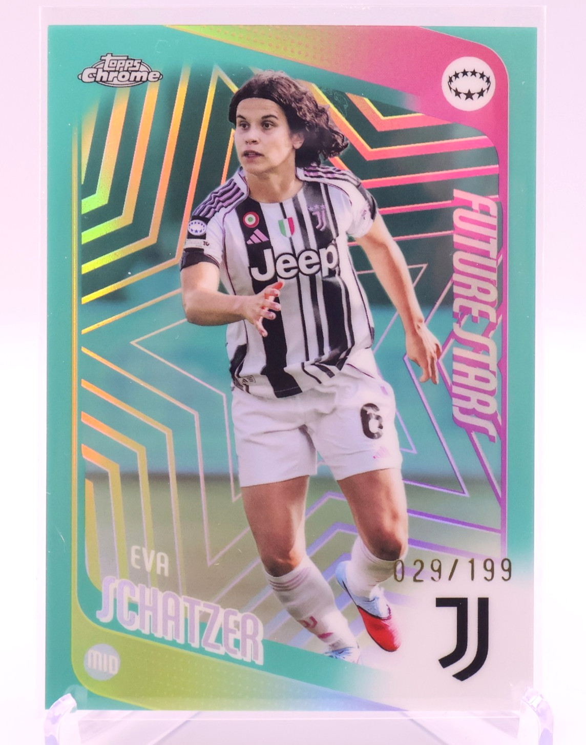 2025-26 Topps Chrome UEFA Women’s #82 Eva Schatzer Future Stars Teal /199