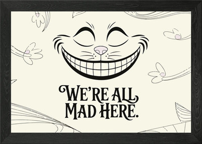Cheshire Cat 'We're All Mad Here' Framed Wall Art Poster Canvas Print Picture