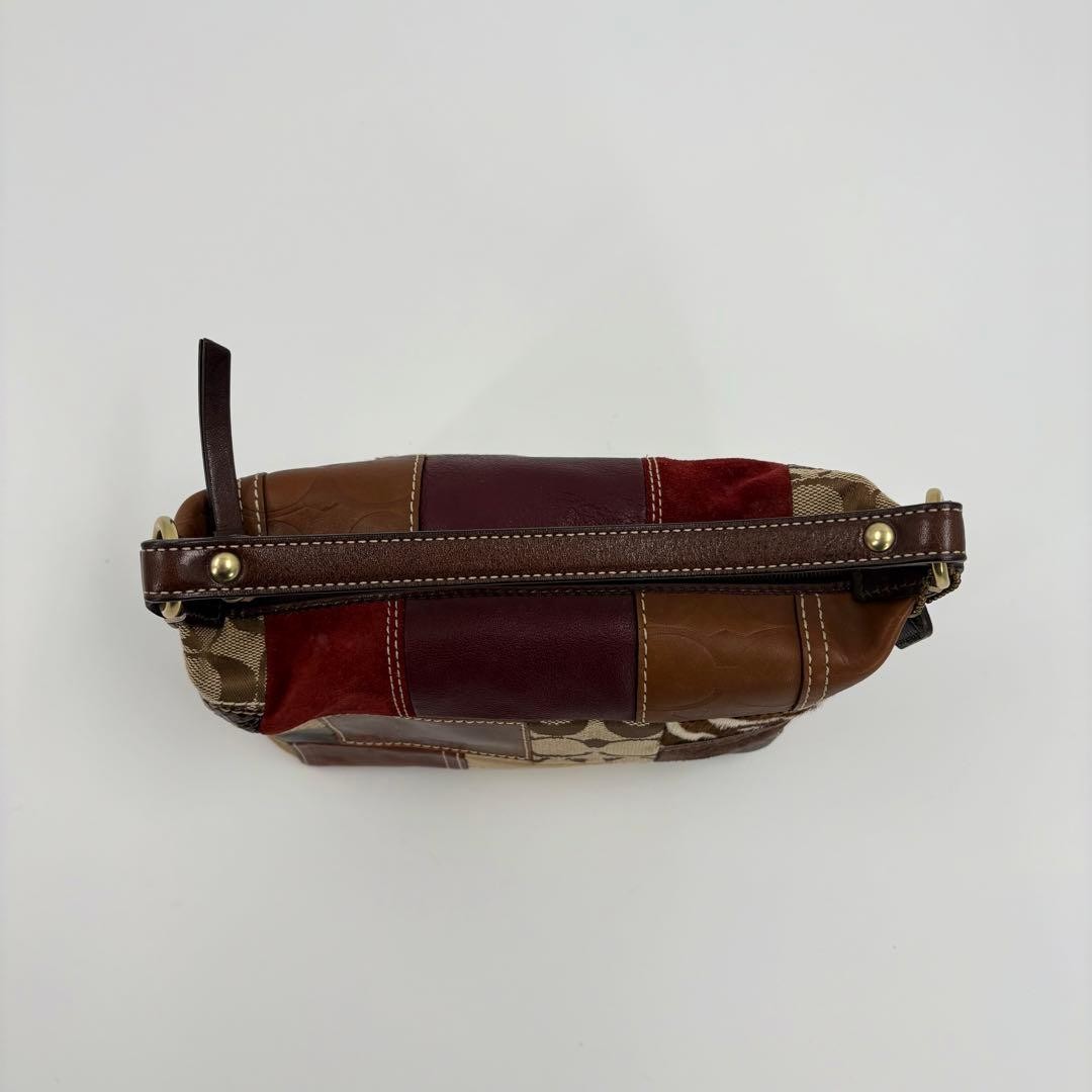 Condition COACH Handbag Pouch Patchwork Signature… - image 7