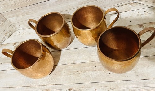 4z Mexican Hammered Copper Cups 4 Vasos De Cobre Mexicano - Picture 5 of 9