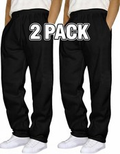 Pack of 2 Mens Tracksuit Jogging Bottoms Open Hem Fleece Sweatpants for workout