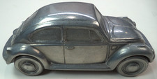 Vintage 1974 Banthrico Volkswagen Beetle Metal Coin Bank Chicago Silver VW Bug