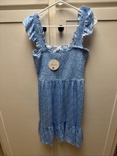 Prinbara Women’s Blue Floral Smocked Square Neck Sundress Size XL