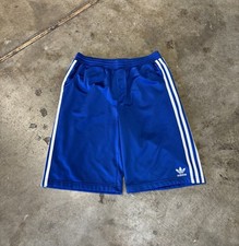 Vintage Y2K Adidas Baggy Basketball Striped Shorts Grunge Skater Blue Mens Sz L