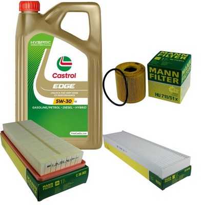 Castrol Edge 5L 5W-30 Motor-Öl+MANN-FILTER Set Paket Inspektion Kit 10210562