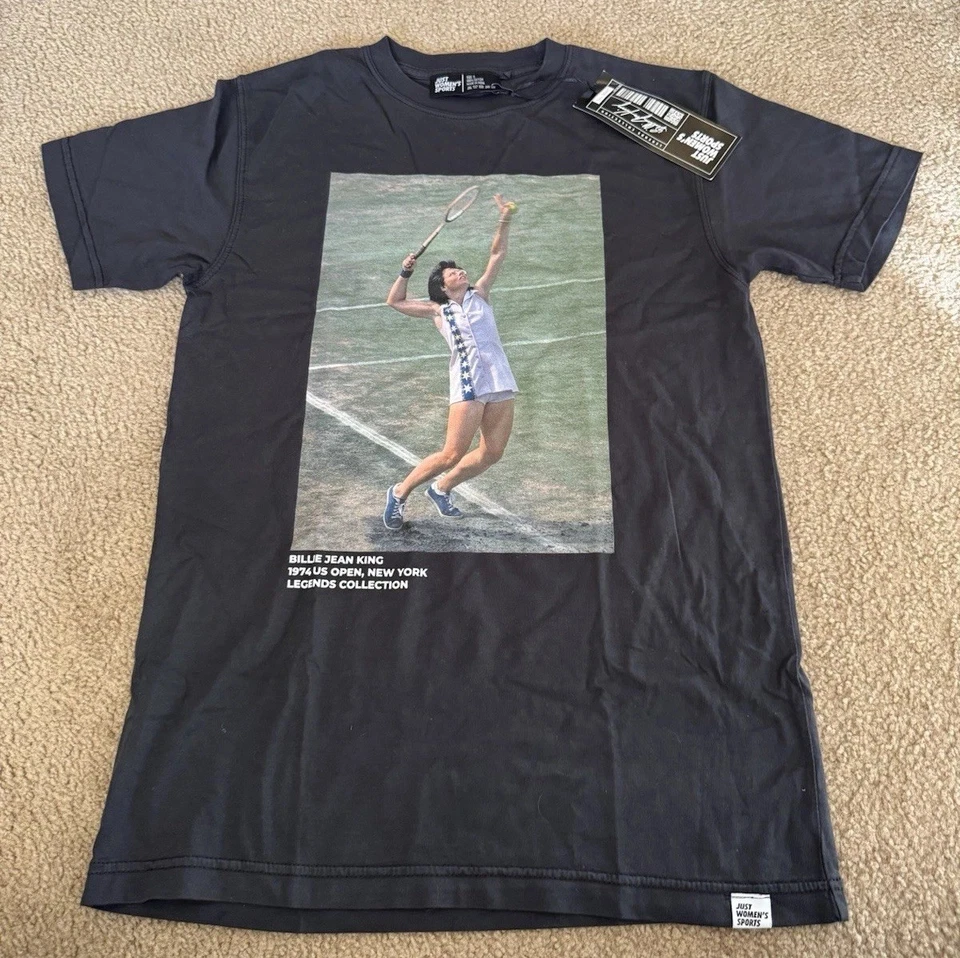 NUEVA BILLIE JEAN KING EE. UU. Foto Abierta Camiseta Solo Para Mujer Deportes Talla Pequeña Tenis Foto 2 de 4