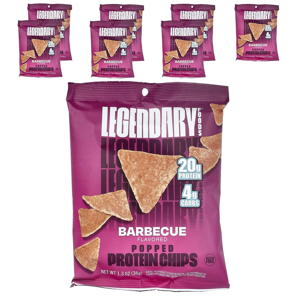 Popped Protein Chips, Barbecue, 7 Bags, 1.3 oz (36 g) Each