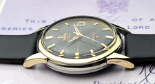 14K/SS Omega Constellation Original GILT Black Cross hair PIE-PAN Dial.SERV ICED 14