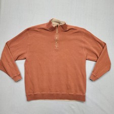 Pendleton men sz L Brown mock neck quarter zip long sleeve pullover sweater