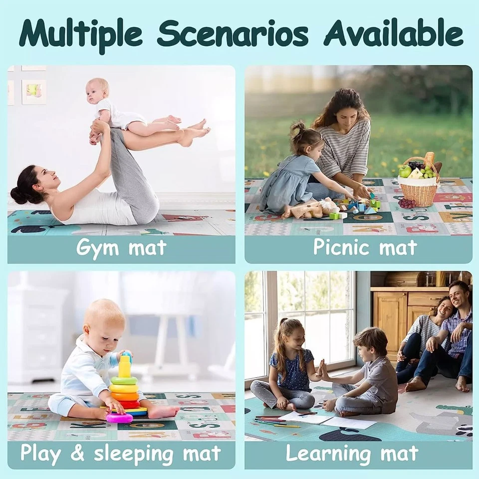 Baby Play Mat Double-Sided, Reversible Foam Soft Crawling Mat for Bedroom - Image 4 of 4