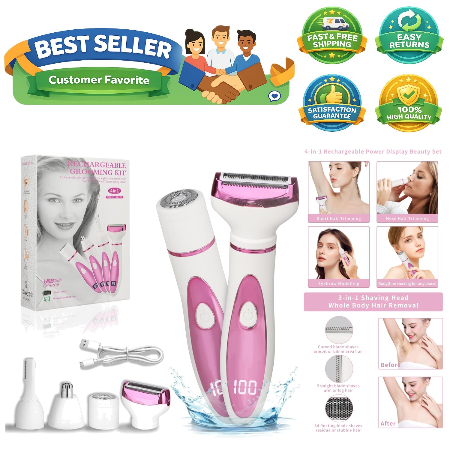 - Rechargeable Ladies & Men's Hair Remover