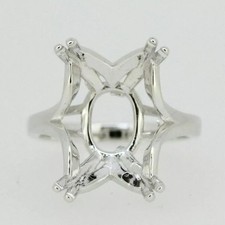 Emerald Cut 15x11MM Semi Mount 925 Sterling Silver Cocktail Ring For Women