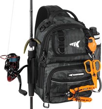 BaitSpace Fishing Sling Bag Fishing Backpack W/ Rod  Beverage Holder Tackle Bag