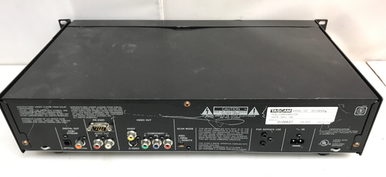 Tascam DVD6500 Professional Digital Video DVD Player Rack Mount eBay